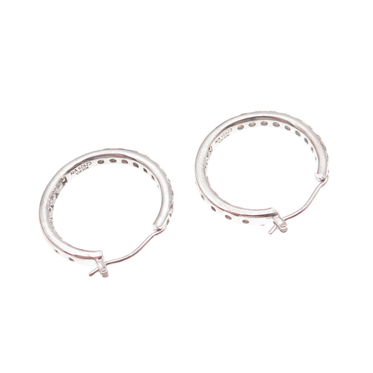 Kiera 925 Sterling Silver Round-Cut C Z In & Out Hoop Earrings