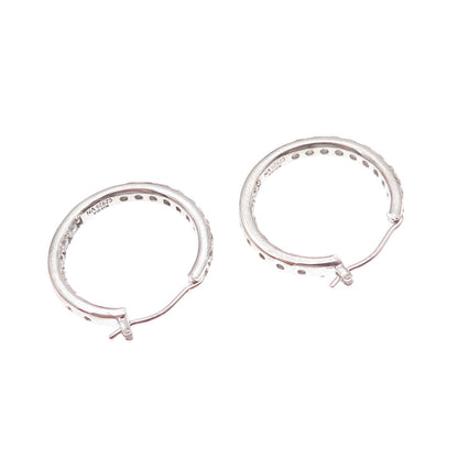 Kiera 925 Sterling Silver Round-Cut C Z In & Out Hoop Earrings