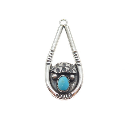 Preston Haley Navajo Old Pawn Sterling Silver Vintage Turquoise Teardrop Pendant
