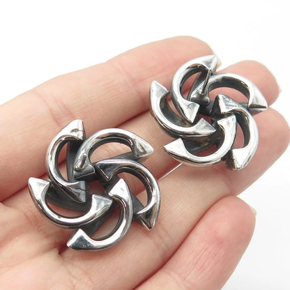 925 Sterling Silver Vintage Modernist Windmill Earrings