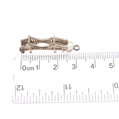 925 Sterling Silver Gold Plated Vintage Golden Gate 3D Charm Pendant