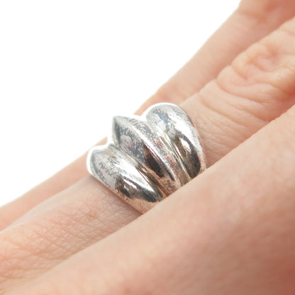 925 Sterling Silver Vintage Modernist Ribbed Oxidized Ring Size 6.75