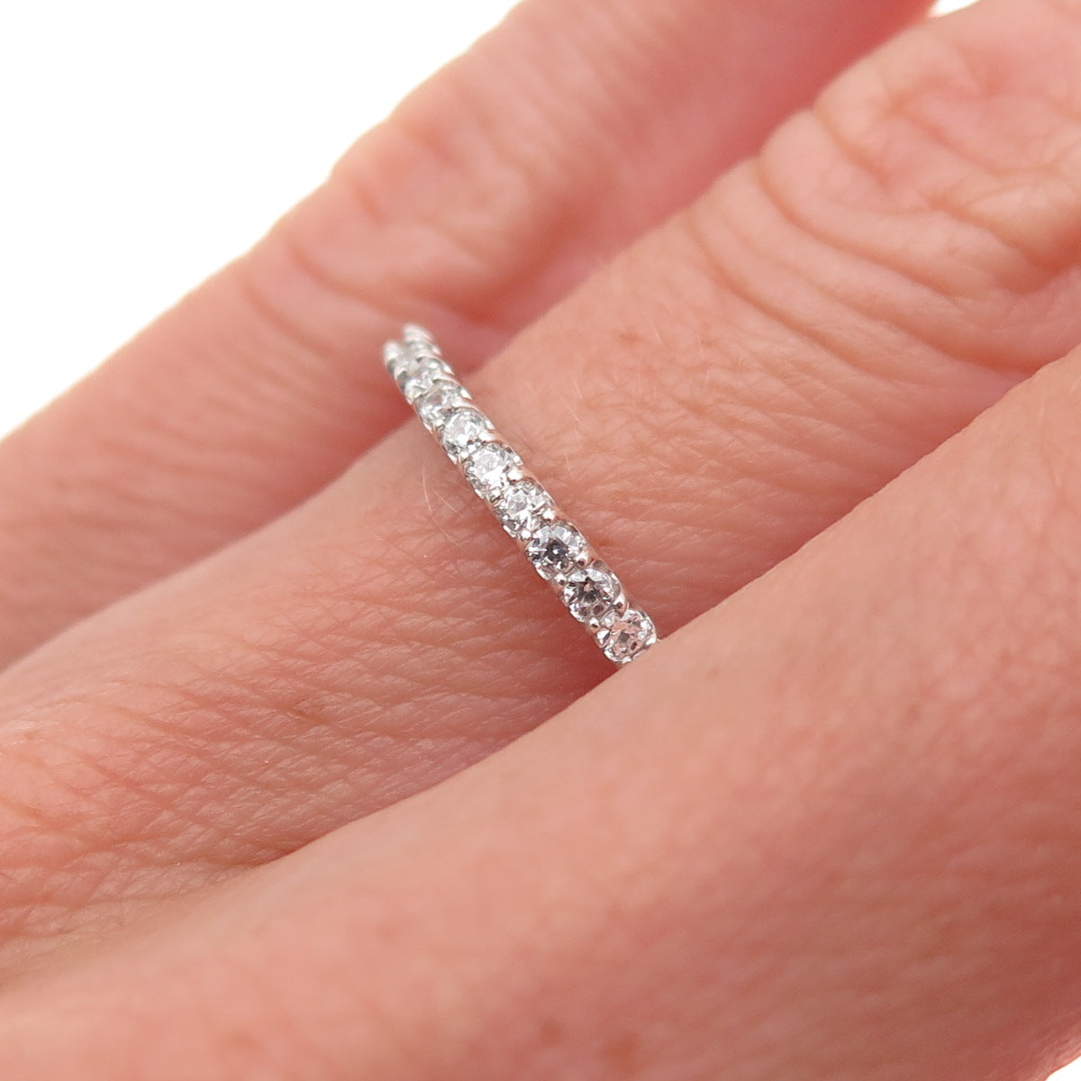 925 Sterling Silver Round-Cut C Z Eternity All Around Band Ring Size 5