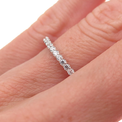 925 Sterling Silver Round-Cut C Z Eternity All Around Band Ring Size 5