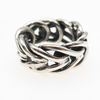 925 Sterling Silver Vintage Modernist Spine Oxidized Band Ring Size 7