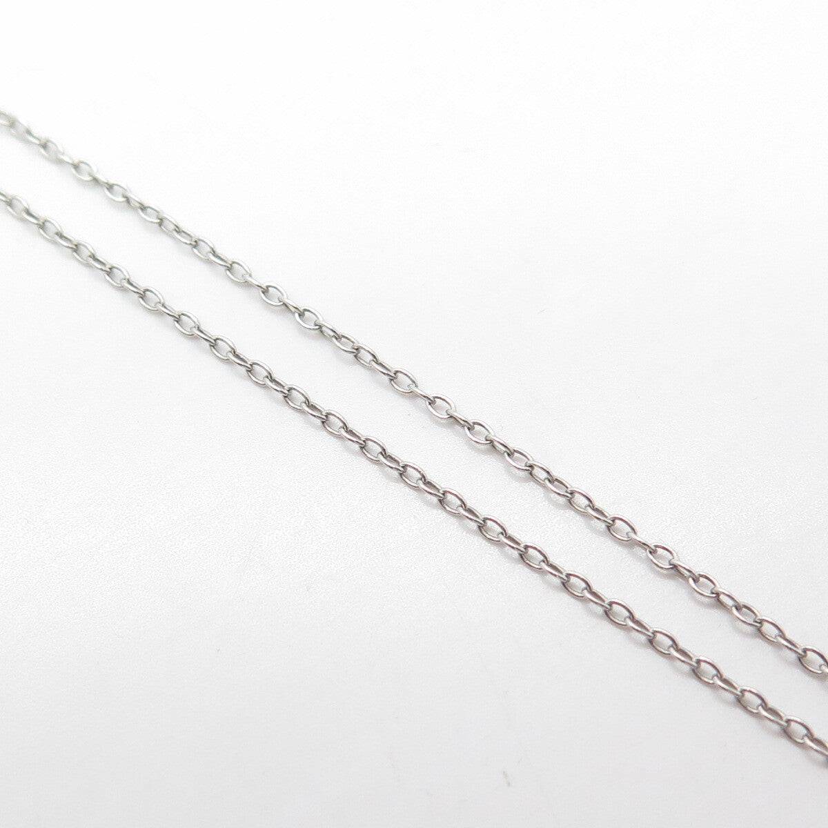 925 Sterling Silver Italy White C Z Tag Cable Chain Necklace 18"