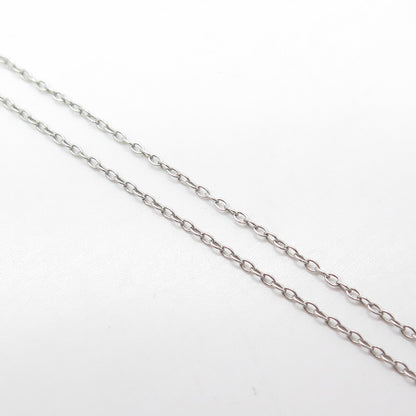 925 Sterling Silver Italy White C Z Tag Cable Chain Necklace 18"