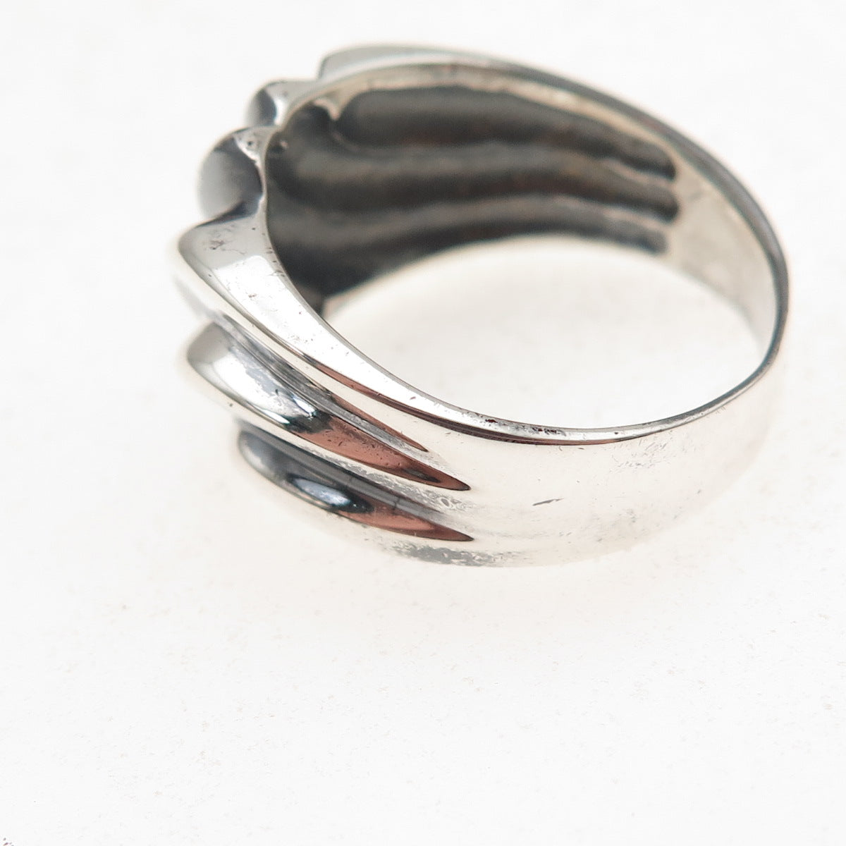 Chapal Zenray 925 Sterling Silver Vintage Modernist Oxidized Ring Size 10
