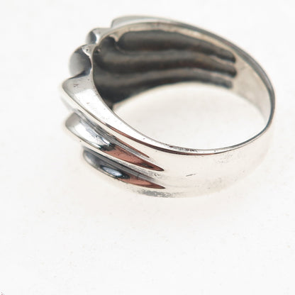 Chapal Zenray 925 Sterling Silver Vintage Modernist Oxidized Ring Size 10