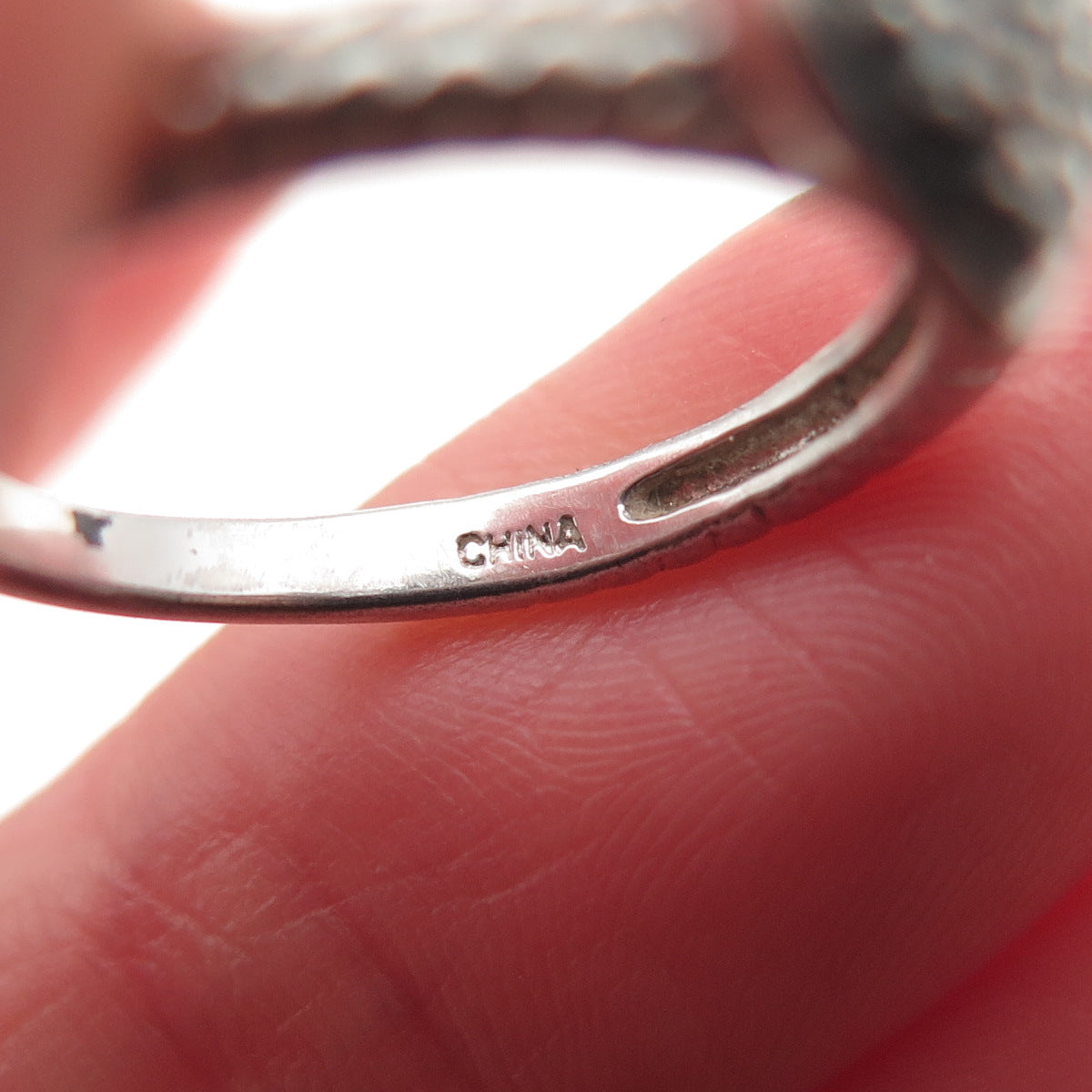 HN Heng Ngai 925 Sterling Silver Real Blue Diamond Teardrop Ring Size 6.25