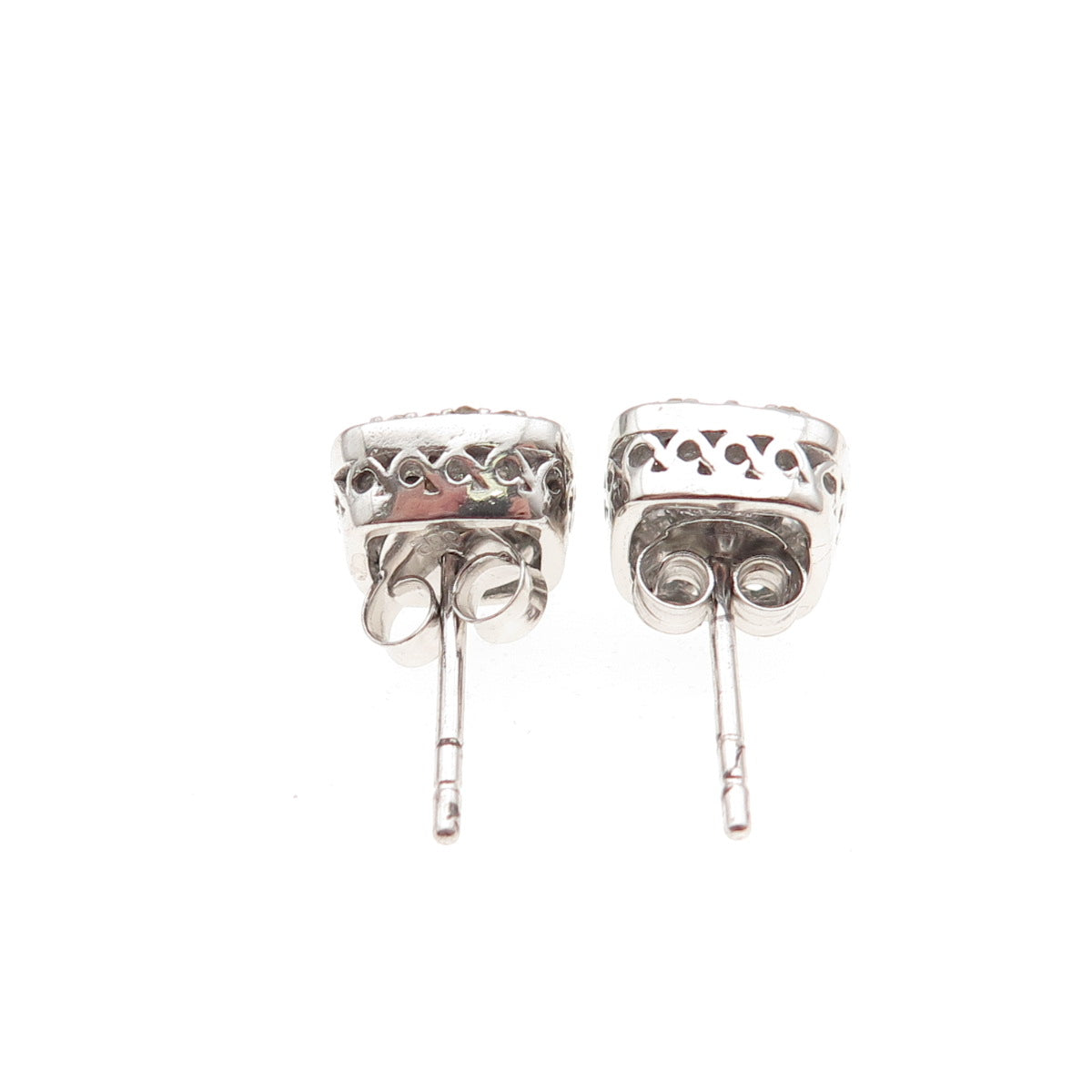 DEE BERKLE 925 Sterling Silver Real Round-Cut Diamond Stud Earrings