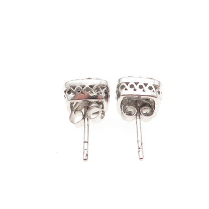 DEE BERKLE 925 Sterling Silver Real Round-Cut Diamond Stud Earrings