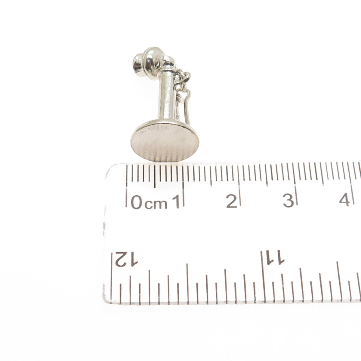WELLS 925 Sterling Silver Vintage Retro Candlestick Phone Mini 3D Charm Pendant