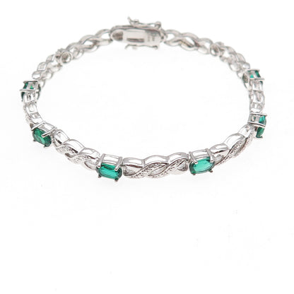 Han 925 Sterling Silver Real Chrome Diopside Infinity Link Bracelet 7.25"