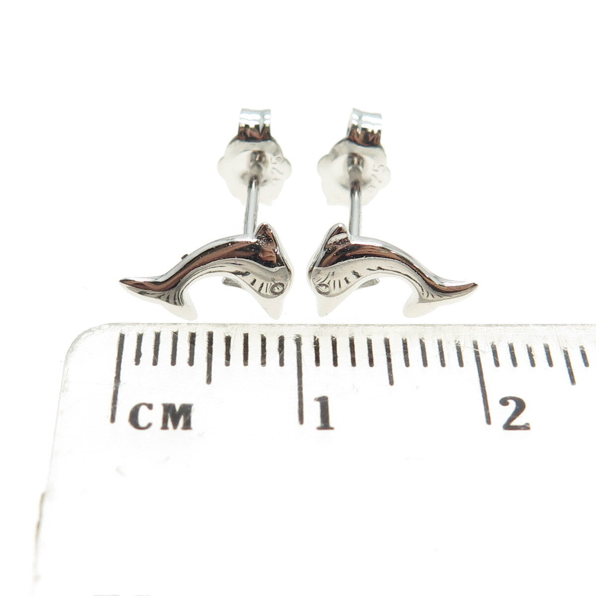 925 Sterling Silver Friendly Dolphin Stud Earrings