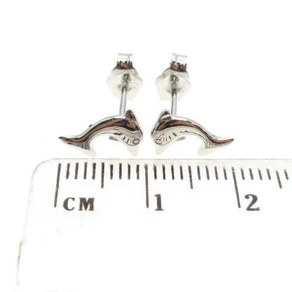 925 Sterling Silver Friendly Dolphin Stud Earrings
