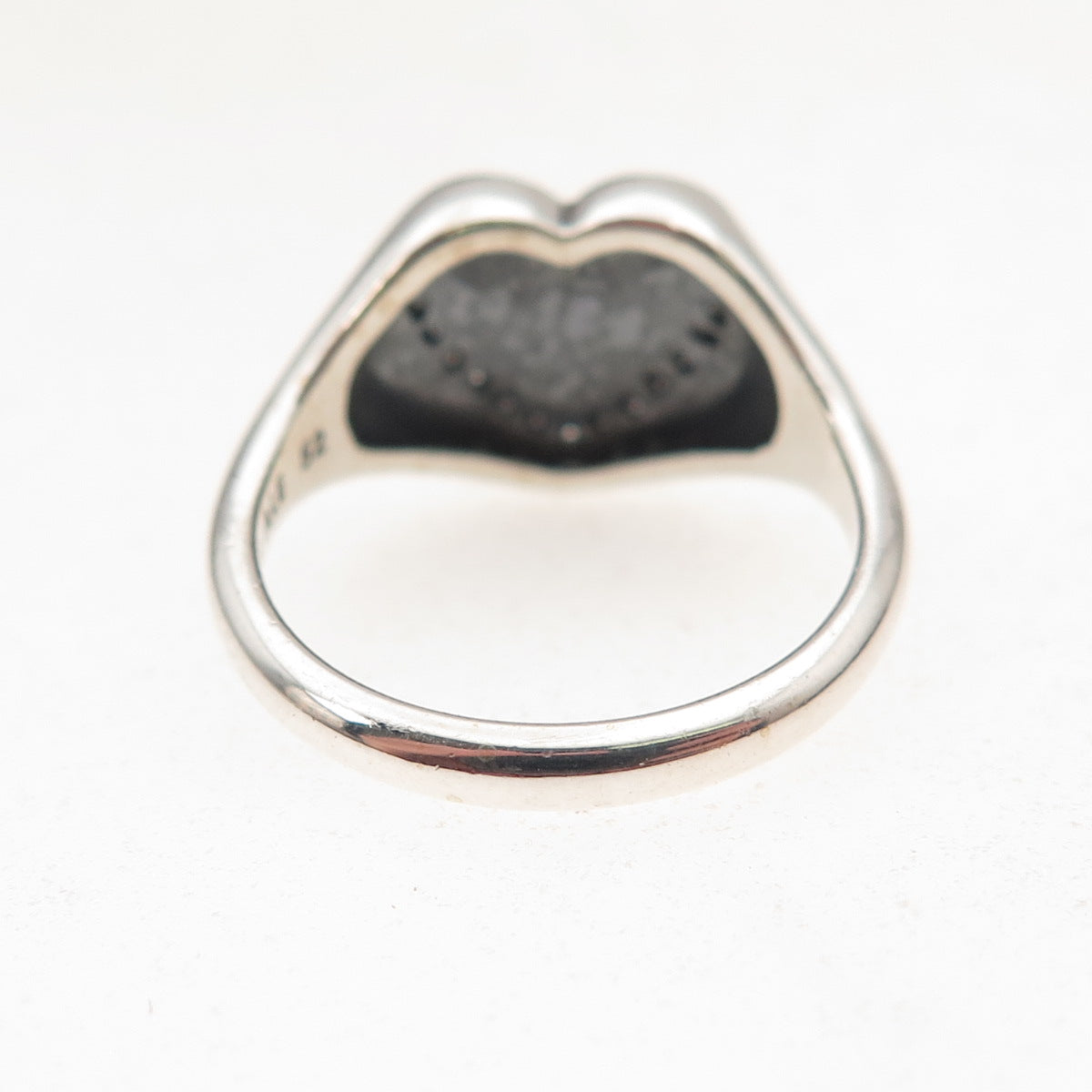 Pandora 925 Sterling Silver Round-Cut C Z Heart Signet Ring Size 6