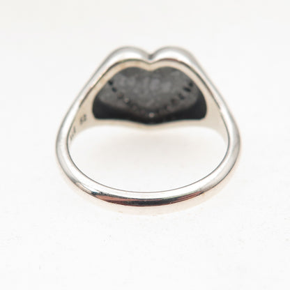 Pandora 925 Sterling Silver Round-Cut C Z Heart Signet Ring Size 6