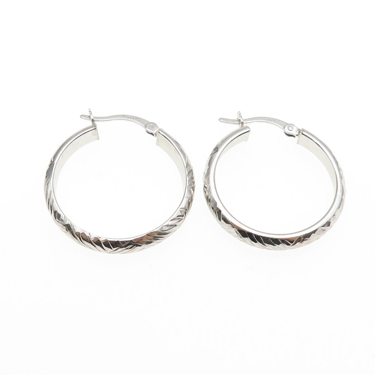 925 Sterling Silver Engraved Hoop Earrings