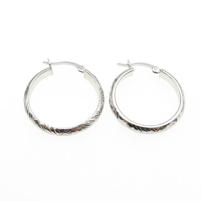 925 Sterling Silver Engraved Hoop Earrings