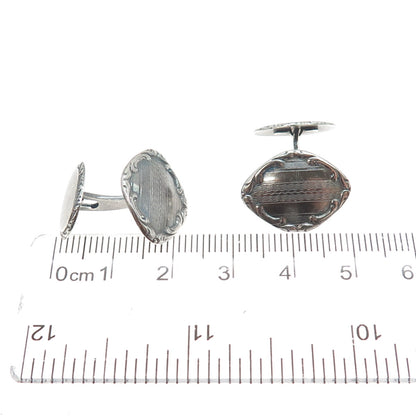 800 Silver Antique Art Deco Floral Oxidized Cufflinks
