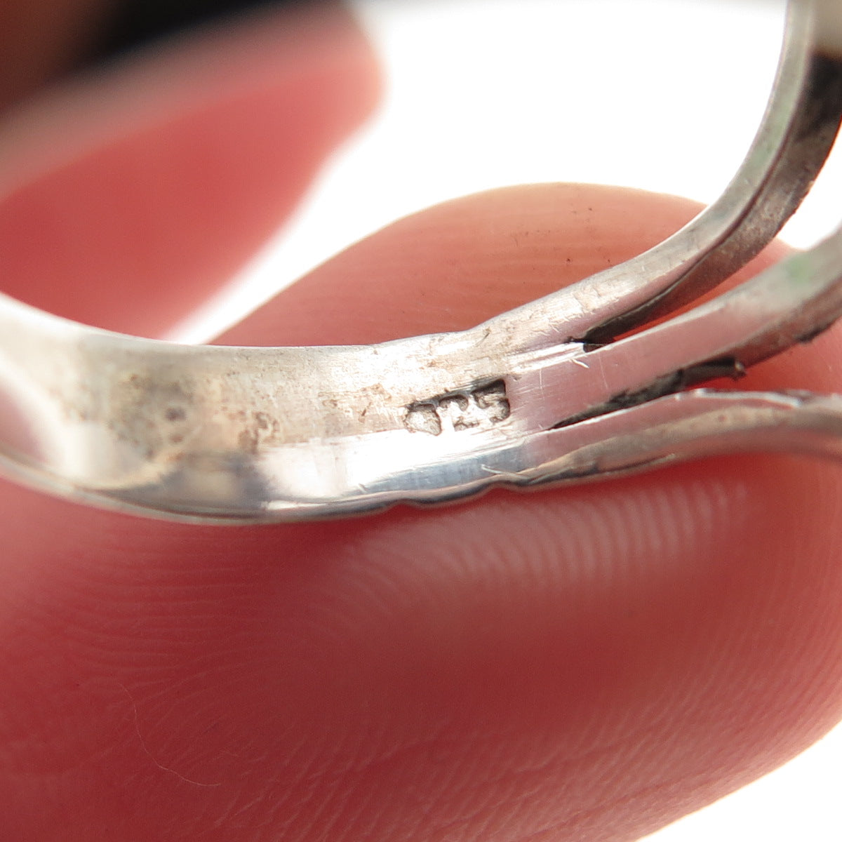 925 Sterling Silver Vintage Real Black Onyx Southwestern Oxidized Ring Size 7