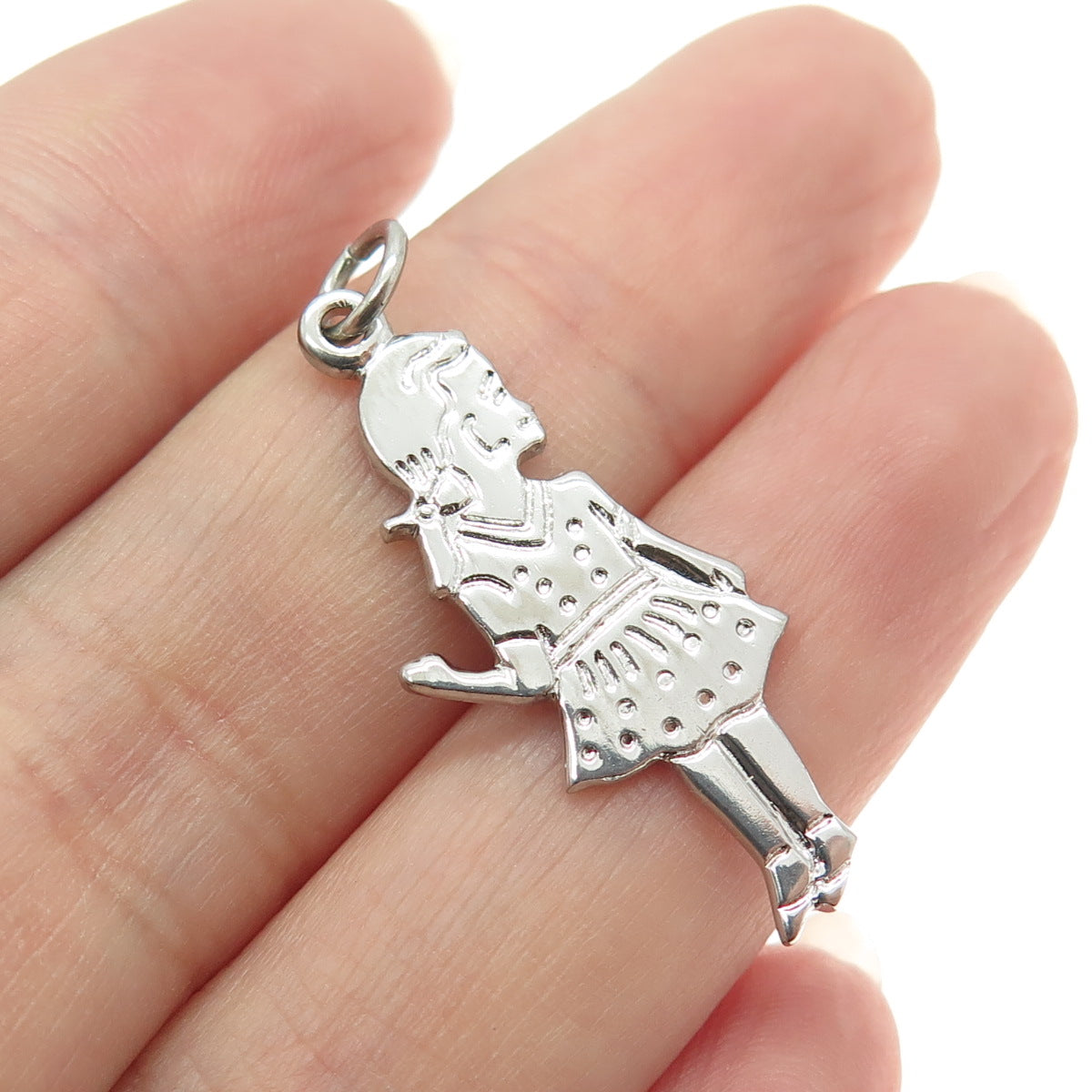 925 Sterling Silver Vintage Summer Girl Charm Pendant