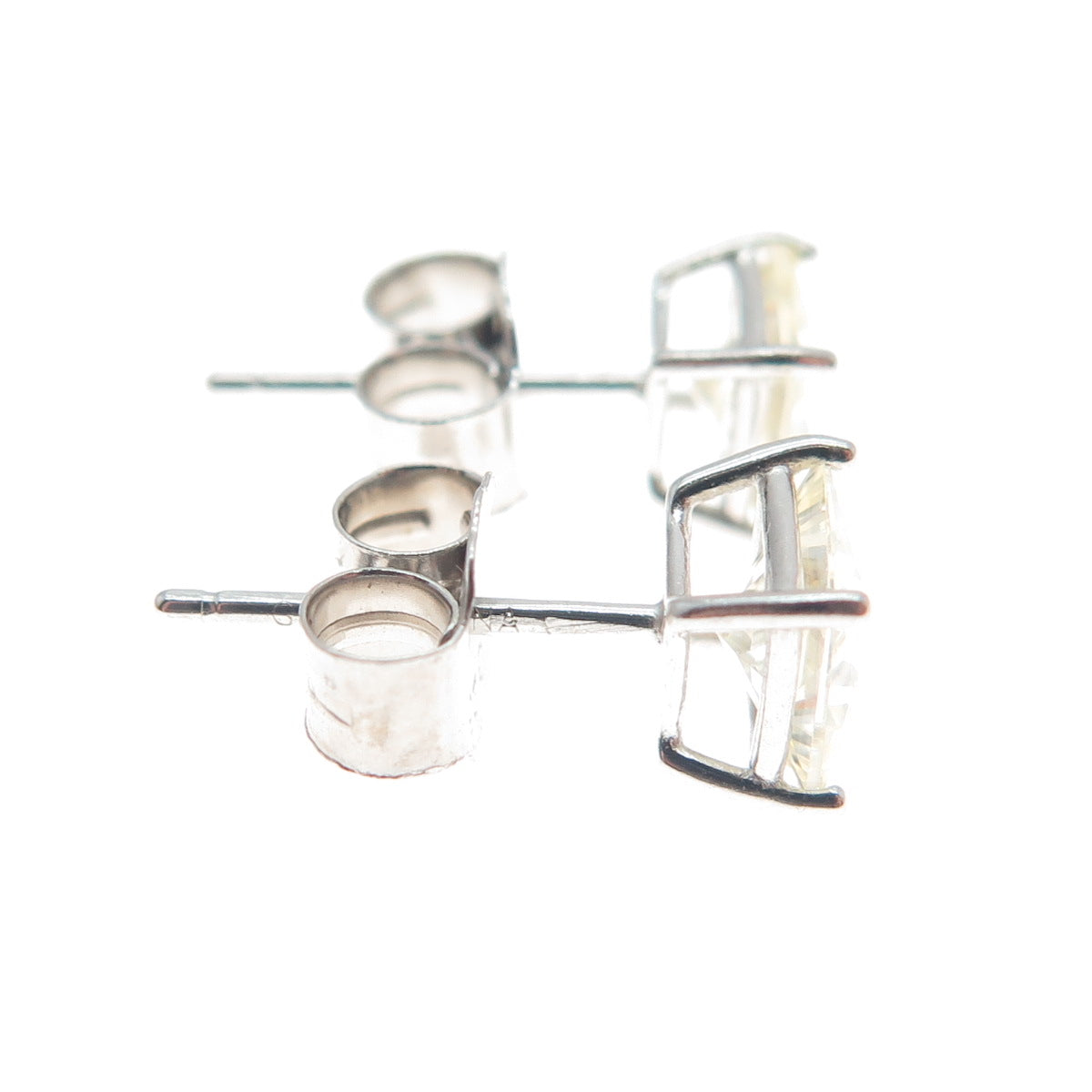 925 Sterling Silver Princess-Cut Canary C Z Stud Earrings