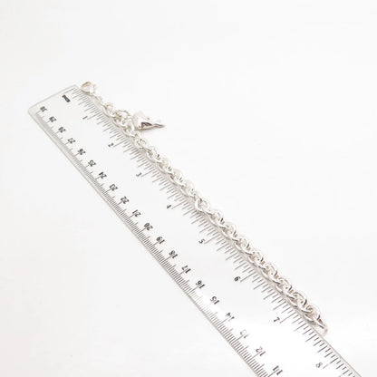 925 Sterling Silver Vintage Friendly Dolphin Rolo Link Bracelet 7"
