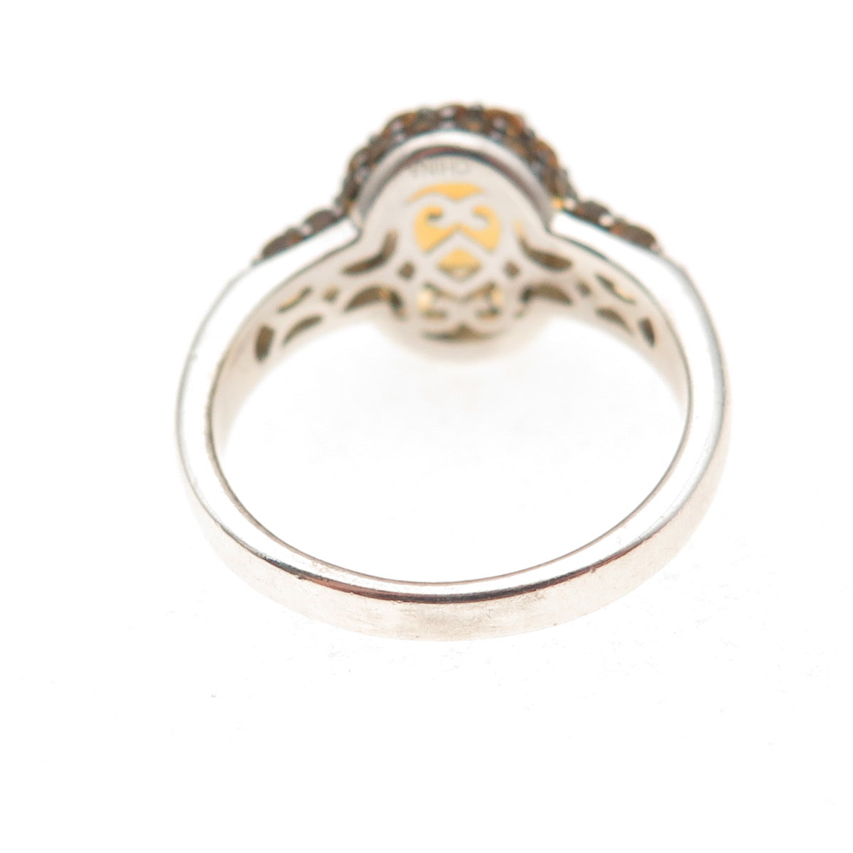 Michelle Albala 925 Sterling Silver Real Oval & Round-Cut Citrine Ring Size 7