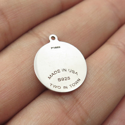 925 Sterling Silver USA Two In Town Wild Cat Charm Pendant