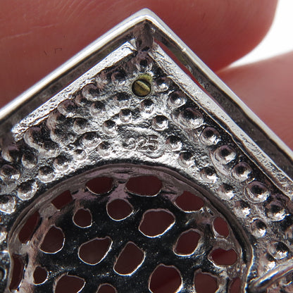 925 Sterling Silver Modernist Dome Square Slide Pendant