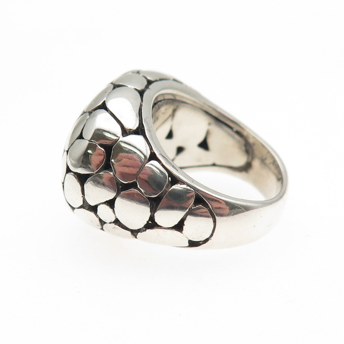 925 Sterling Silver Vintage Modernist Dotted Dome Ring Size 6