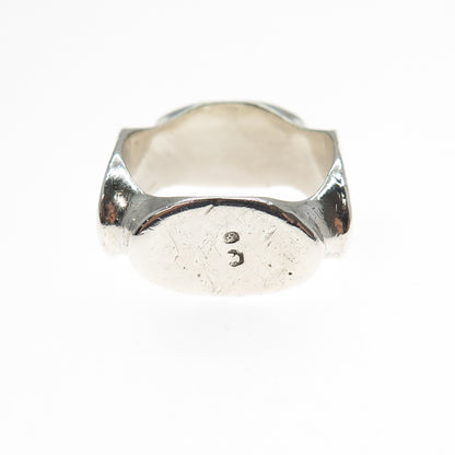 925 Sterling Silver Vintage Spain Modernist Ring Size 7.5