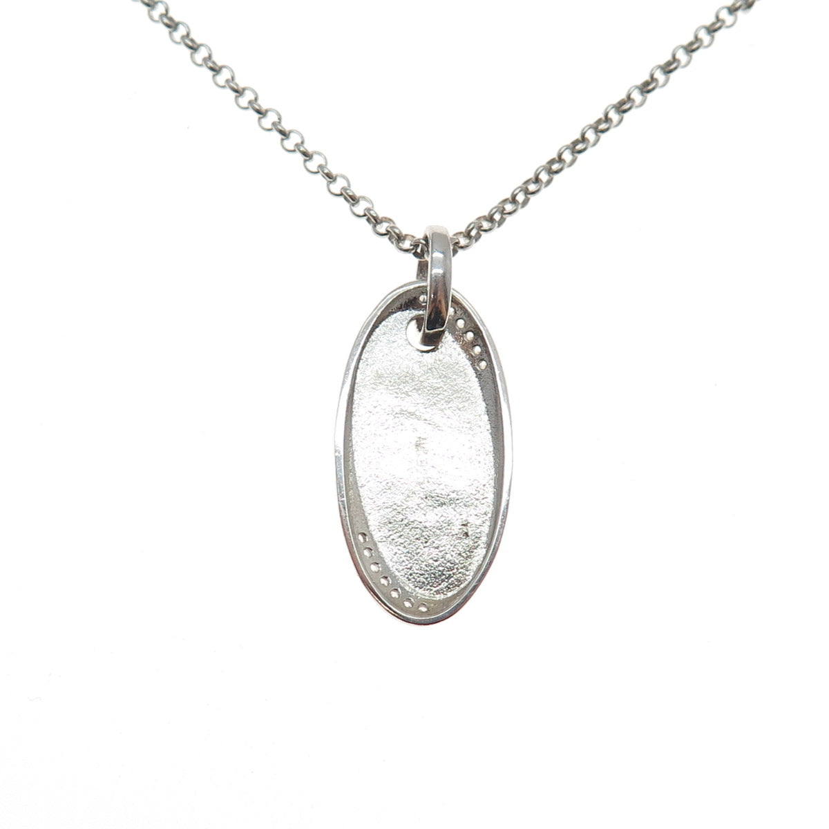 925 Sterling Silver Round-Cut C Z Sweet Sixteen Tag Rolo Chain Necklace 20"
