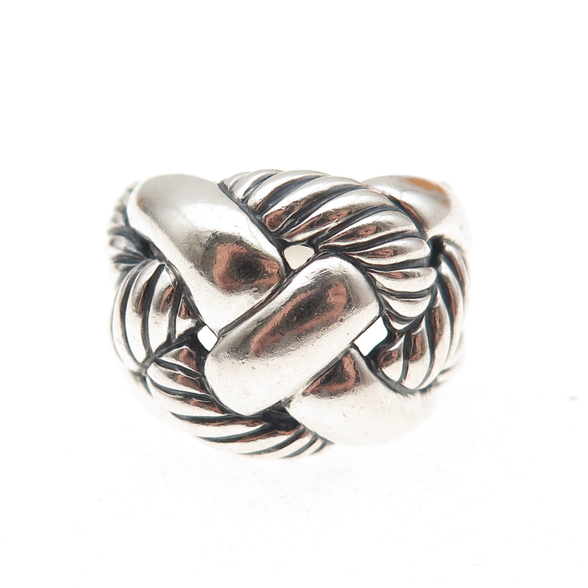 David Yurman 925 Sterling Silver Vintage Woven Oxidized Ring Size 7.25