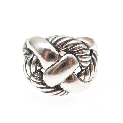 David Yurman 925 Sterling Silver Vintage Woven Oxidized Ring Size 7.25