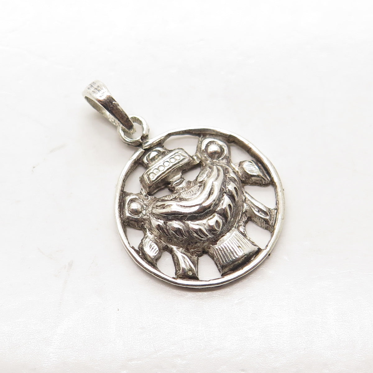 925 Sterling Silver Vintage Beetle Symbol Pendant