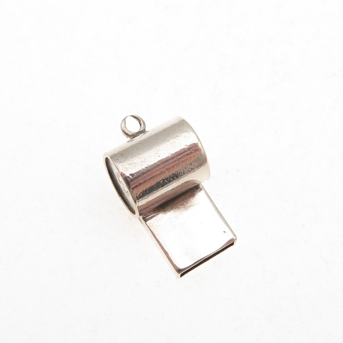 Beau 925 Sterling Silver Antique Art Deco Whistle Oxidized 3D Charm Pendant