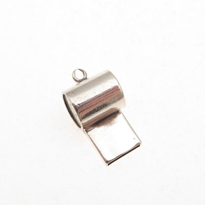 Beau 925 Sterling Silver Antique Art Deco Whistle Oxidized 3D Charm Pendant
