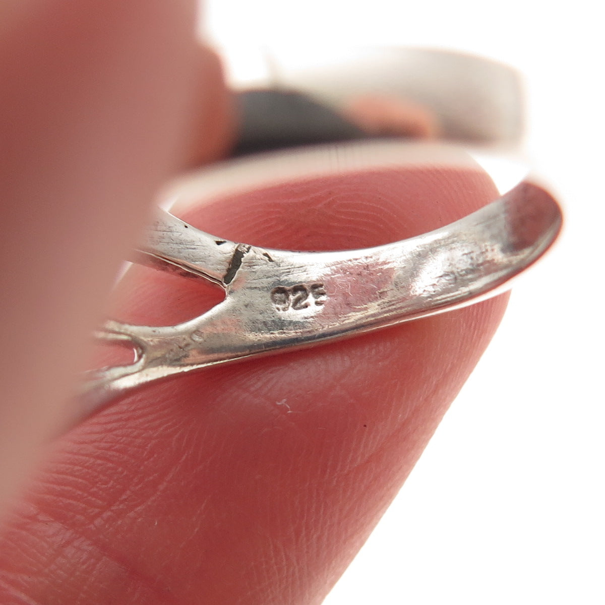 925 Sterling Silver Vintage Modernist 4-Row Ring Size 7.75