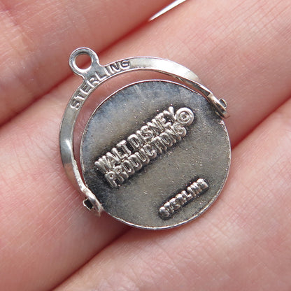 WALT DISNEY Sterling Silver Vintage Enamel Mickey Mouse Reversible Mini Pendant