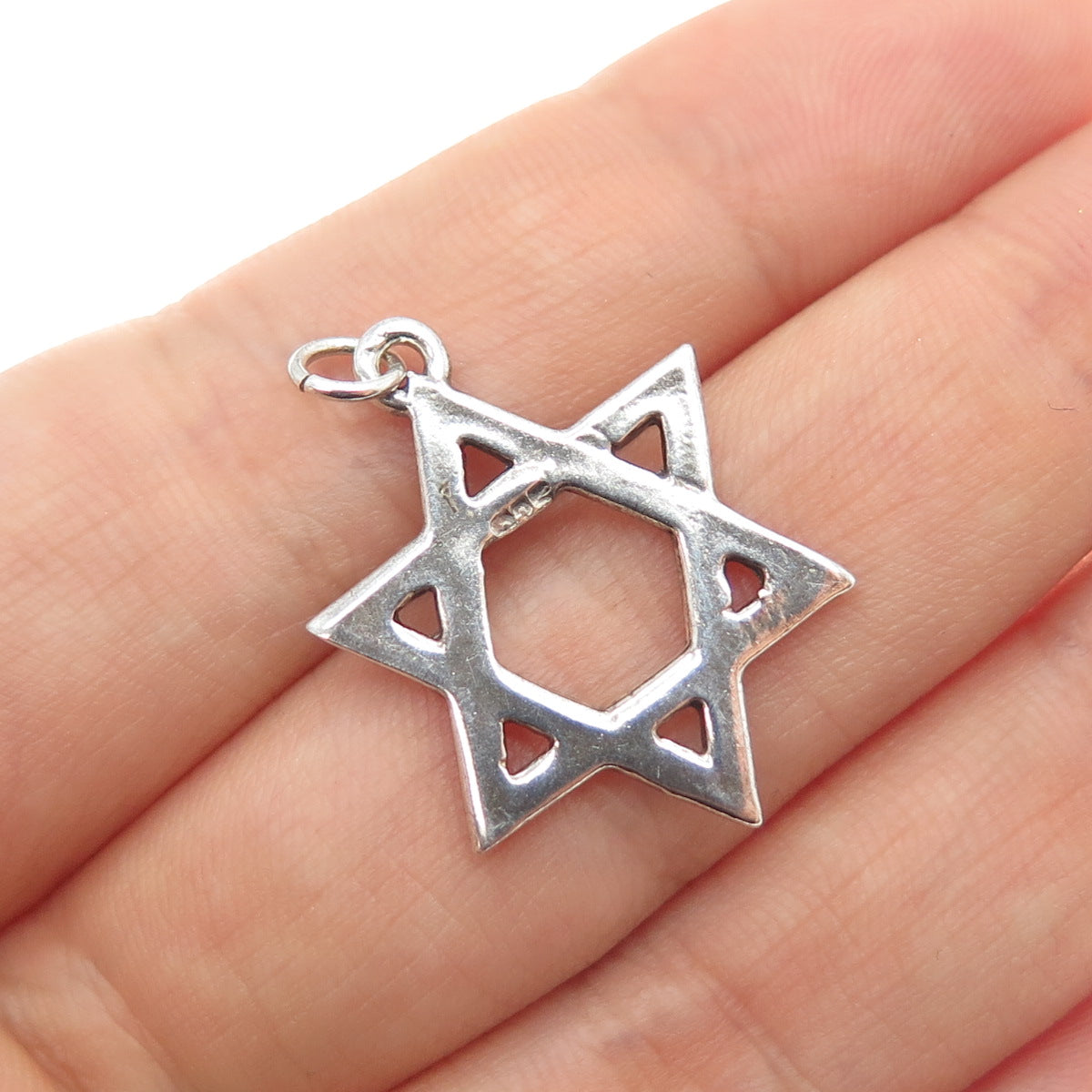 925 Sterling Silver Vintage Star of David Charm Pendant