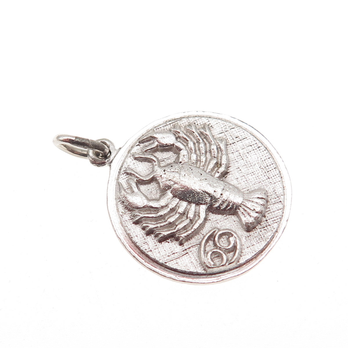 925 Sterling Silver Vintage Cancer Zodiac Sign Mini Charm Pendant
