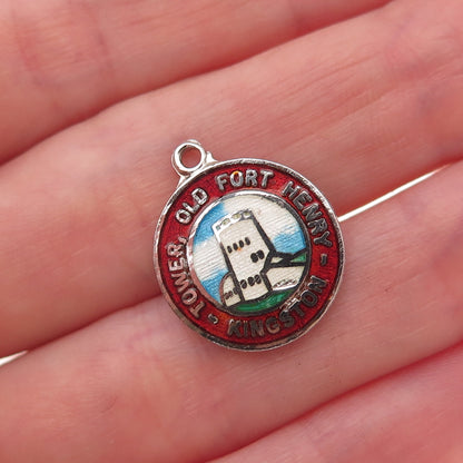 Breadner Co. Sterling Silver Vintage Enamel Old Fort Henry Tower Charm Pendant