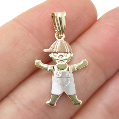 14K Yellow Rose & White Gold Boy Minimalist Charm Pendant