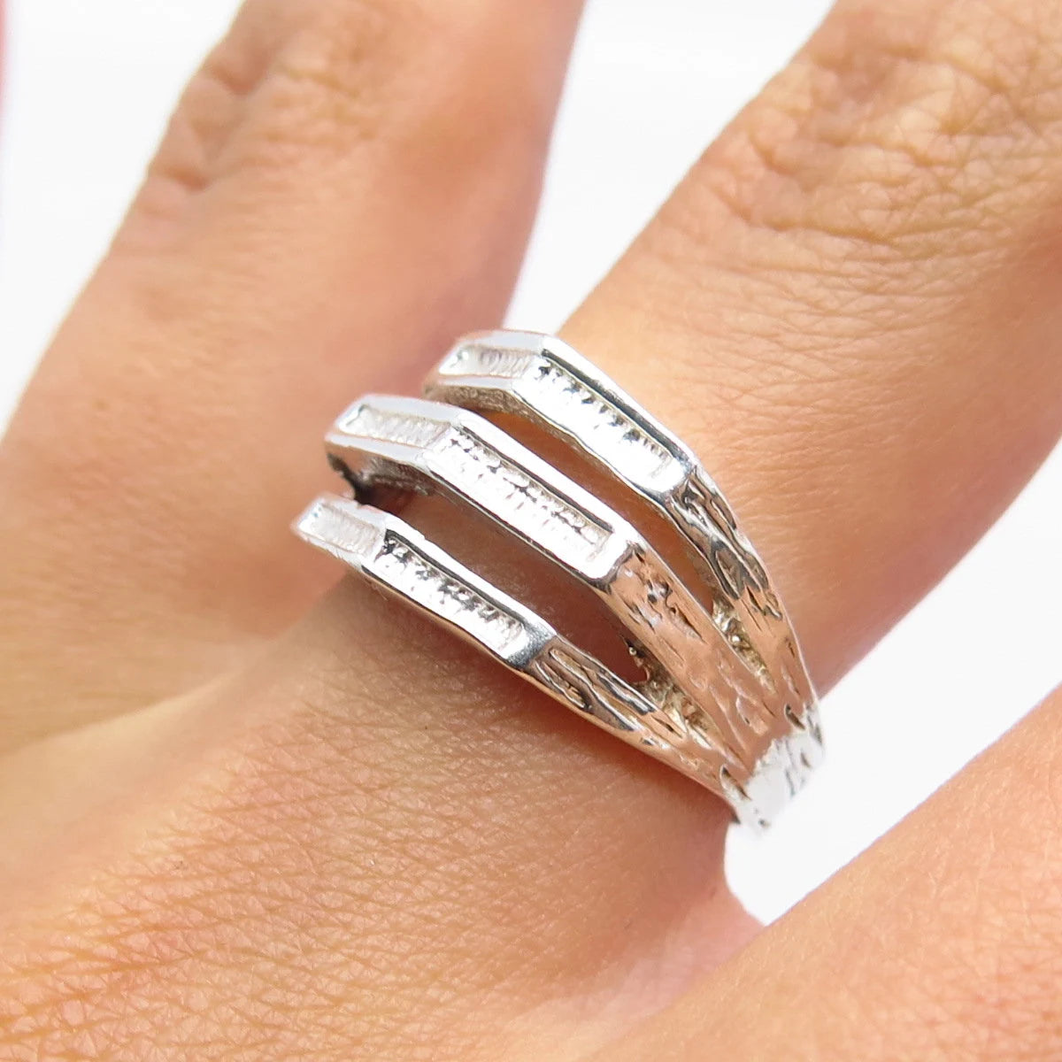 925 Sterling Silver Vintage Dublin The Jewellery House Modernist Ring Size 6.5