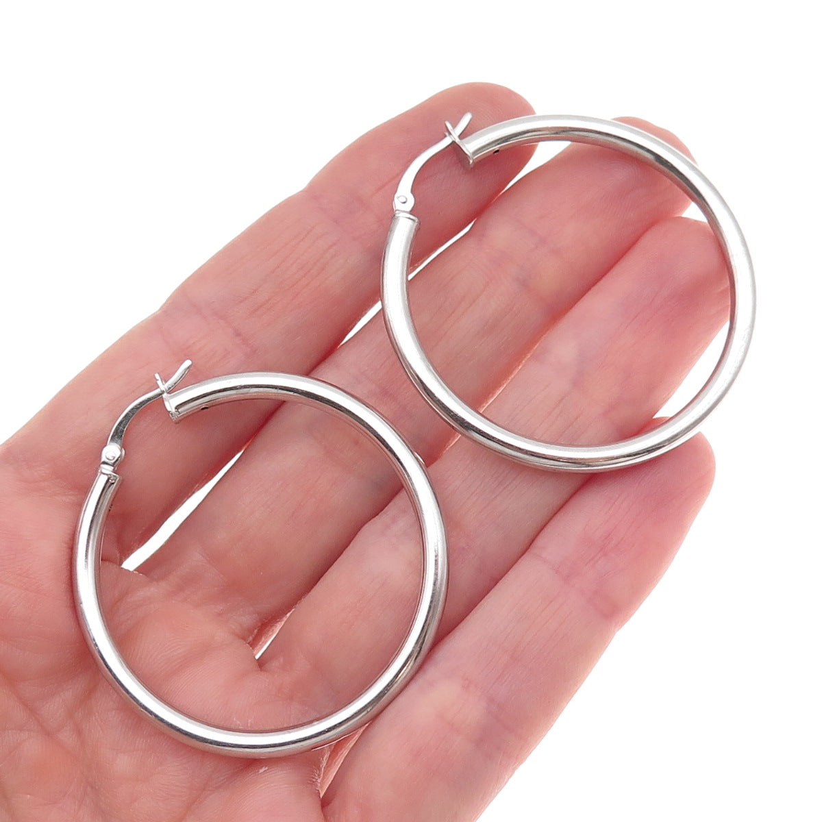 Han 925 Sterling Silver Italy Tube Hoop Earrings