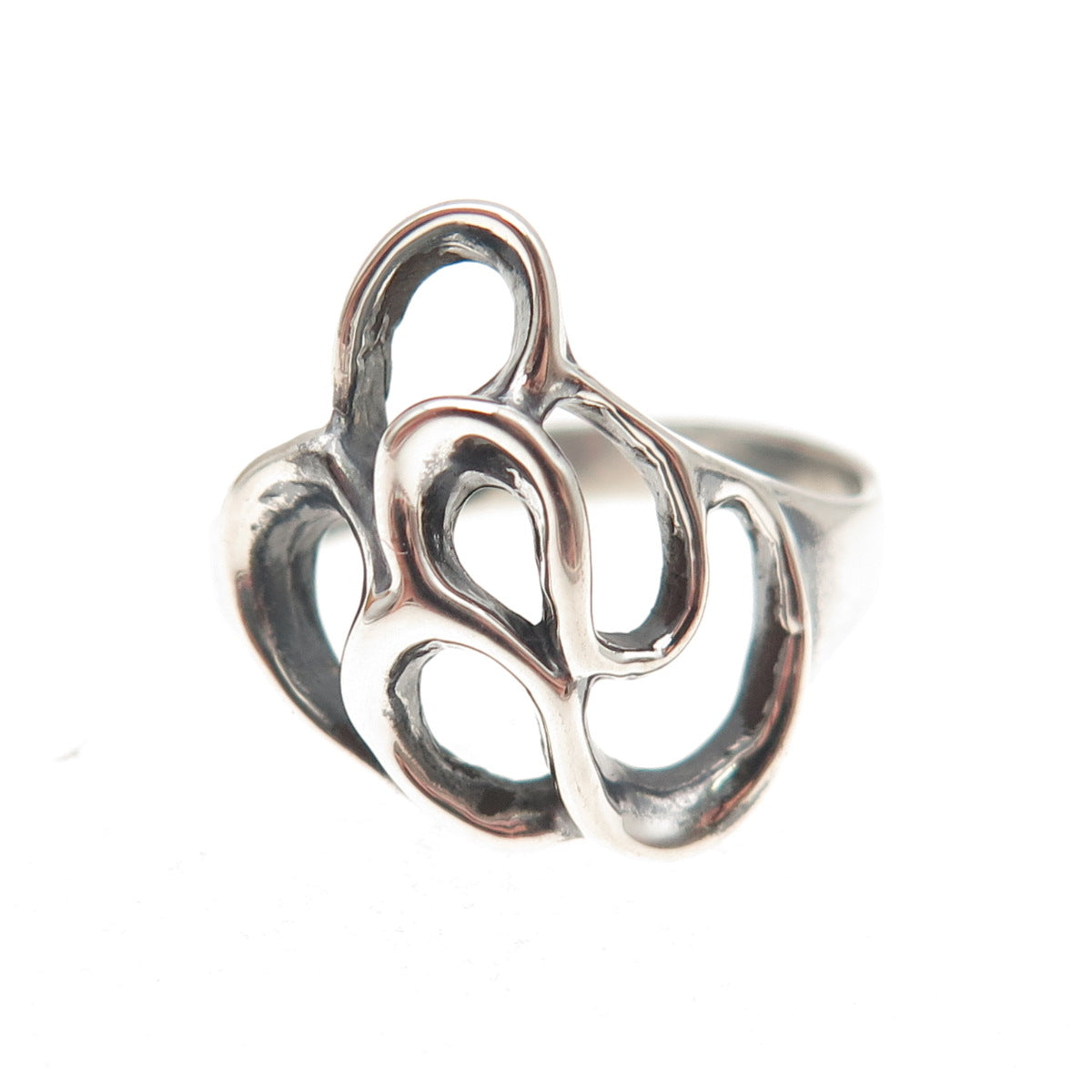 925 Sterling Silver Vintage Modernist Oxidized Ring Size 8