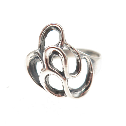 925 Sterling Silver Vintage Modernist Oxidized Ring Size 8
